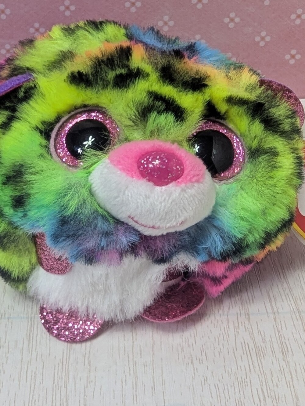 Ty Puff Puffies Dotty 2" Beanie baby Boos plush toy Rainbow Leopard Print